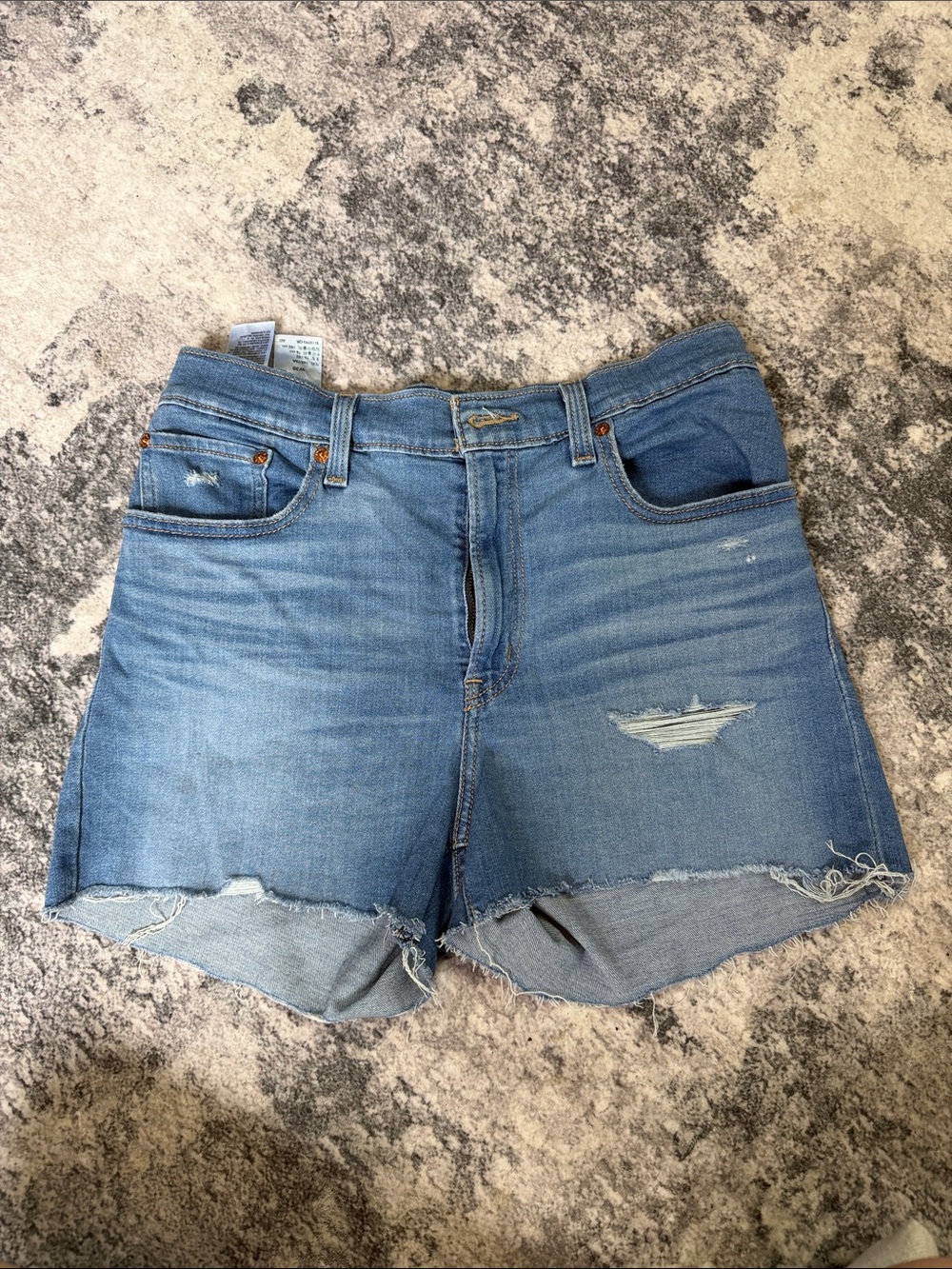 Levi's Light Blue Ripped Denim Cutoff Shorts